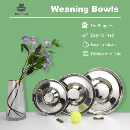 Premium Stainless Steel Puppy Dog Bowls - 2 Pack, 11.8 Inch Feeding Dishes for Food and Water
