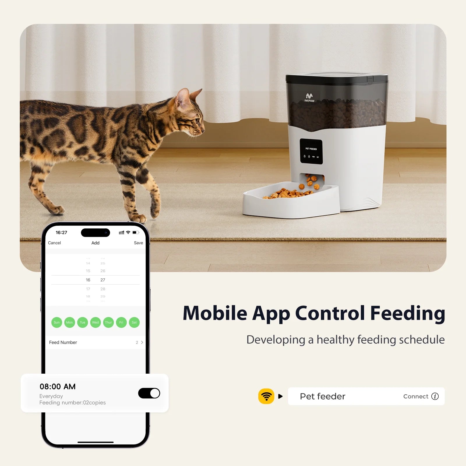 Smart Wifi Automatic Cat Feeder 3L Dog Pet Food Dispenser Scheduled Feeding with App Remote Control