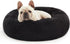 Calming Cat Bed for Indoor Cats,Anti-Anxiety Donut round Dog Bed,Fluffy Faux Fur Washable Pet Bed for Small Medium Dogs and Cats,Black,24In