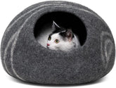 Cat Cave – Premium Felt Cat Bed for Indoor Cats, Handmade 100% Merino Wool, Cat (Medium, Dark Grey)