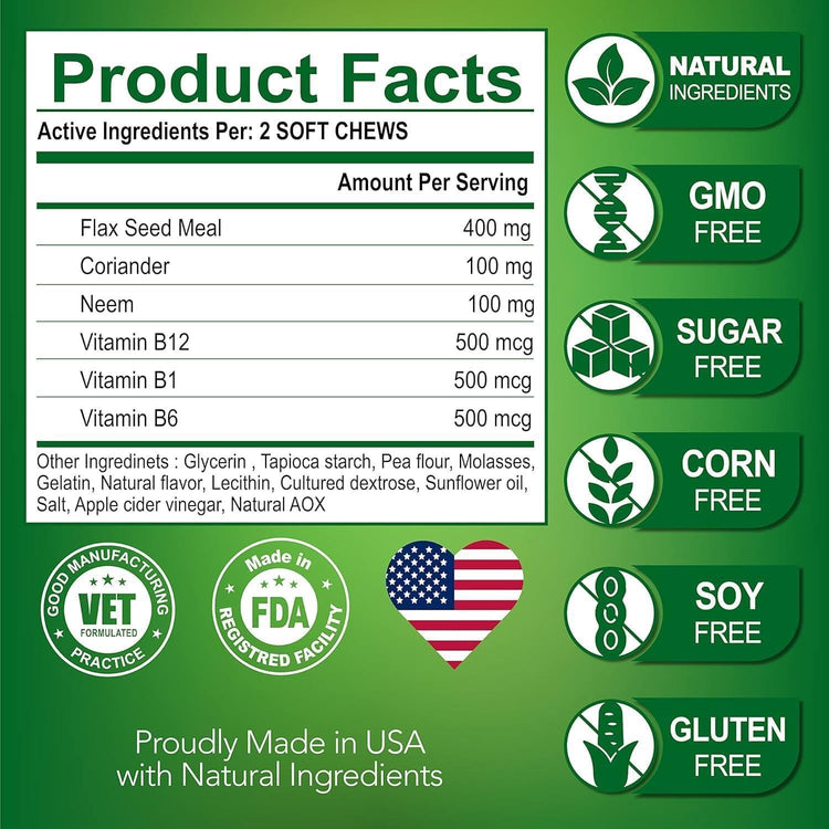 Flea and Tick Prevention for Dogs Chews Natural Dog Flea and & Tick Control Advanced Oral Pills Supplement Treatment for All Breeds & Size Vet Formulated Soft Chewables Made in USA