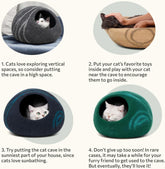 Cat Cave – Premium Felt Cat Bed for Indoor Cats, Handmade 100% Merino Wool (Aquamarine, Medium)