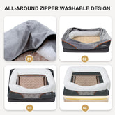 Large Memory Foam Dog Bed, Orthopedic Dog Bed & Sofa with Removable Washable Cover and Squeaker Toy as Gift