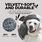 Soggy Doggy Super Shammy Dog Towel - Microfiber Chenille Towel for Drying Dogs and Cleaning Paws - Fast Drying with Hand Pockets for Ease (Gray, 31” X 14”)