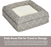 Feline Nuvo Curious Cat Cube, Foldable Cat Hideout with Toy, Bolstered Bed Top, Mushroom Diamond, Faux Fur