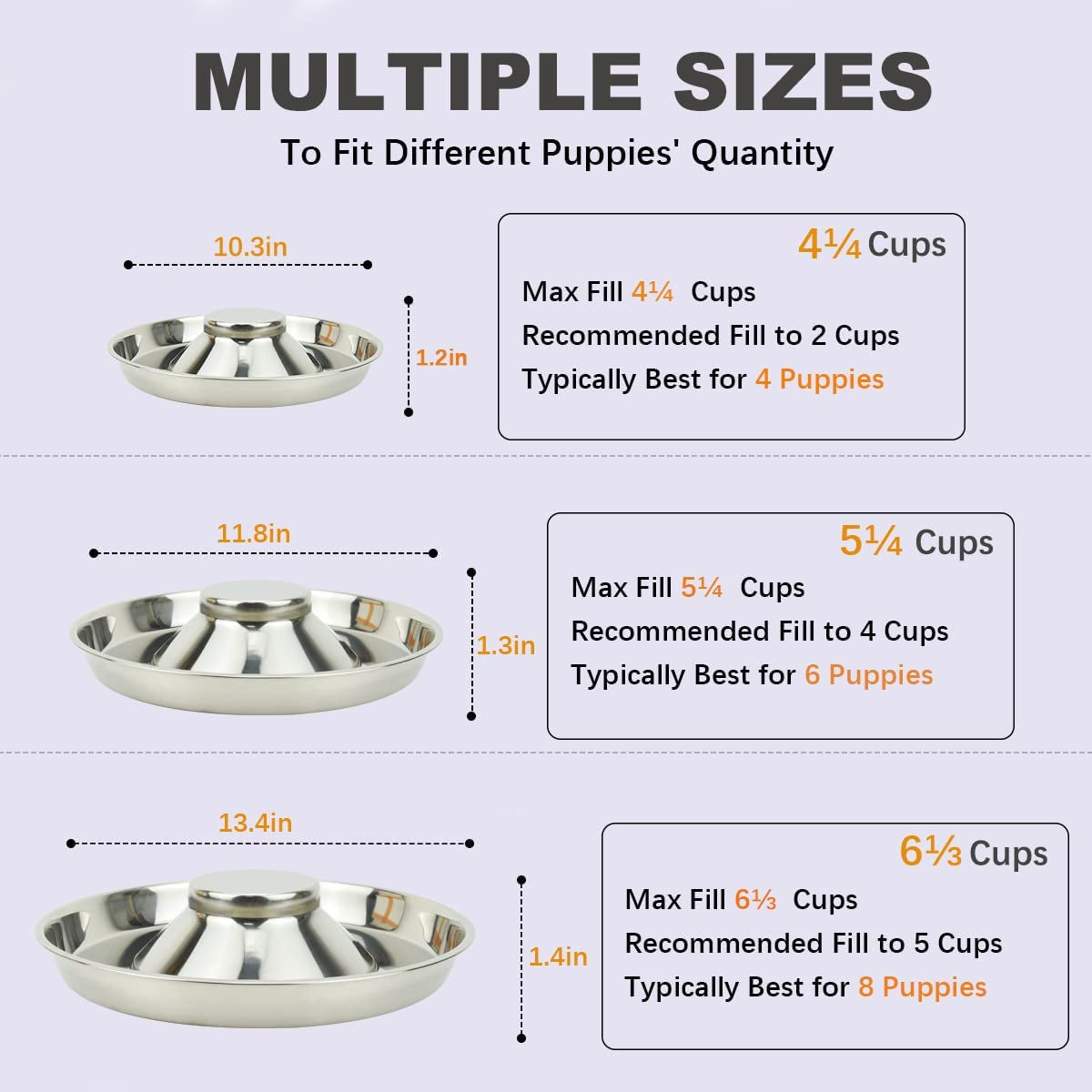 Premium Stainless Steel Puppy Dog Bowls - 2 Pack, 11.8 Inch Feeding Dishes for Food and Water
