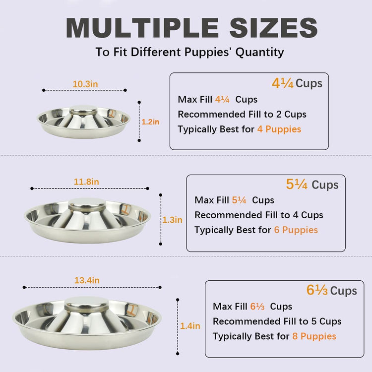 Premium Stainless Steel Puppy Dog Bowls - 2 Pack, 11.8 Inch Feeding Dishes for Food and Water
