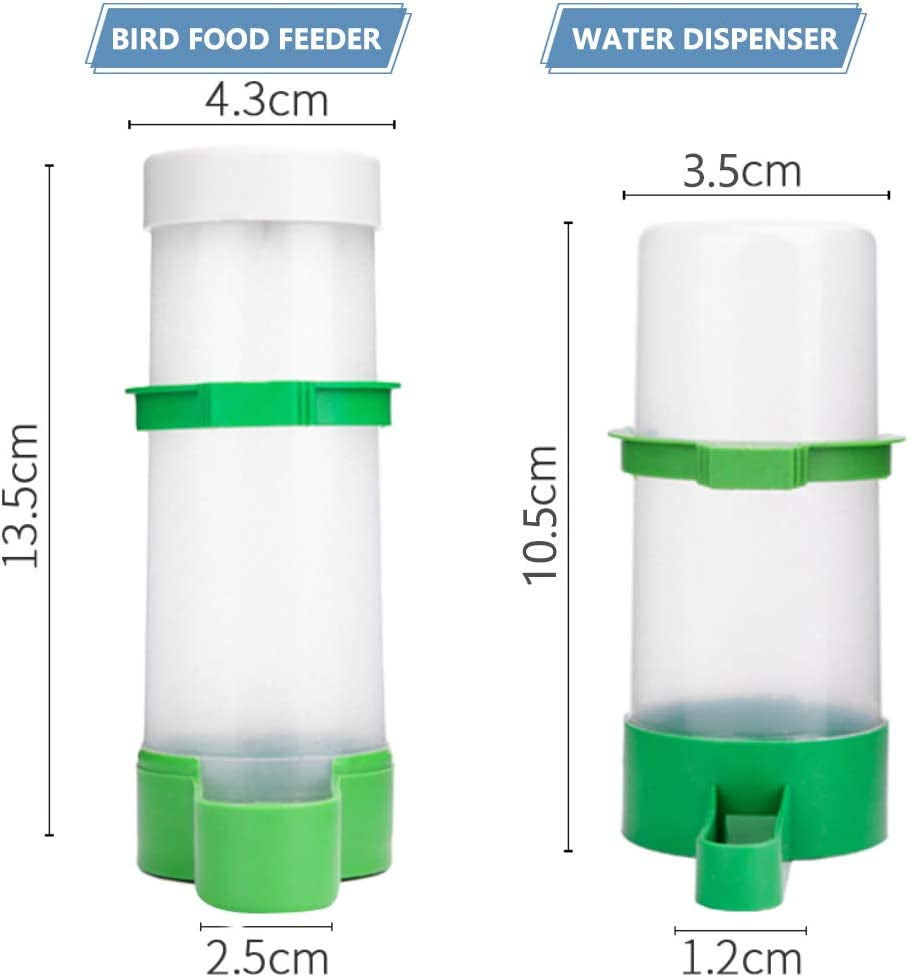 Bird Water & Food Dispenser Set, Automatic Feeder - 2X 90Ml Water, 1X 150Ml Food Feeder, BPA Free, for Parrots, Lovebirds, Cockatiel