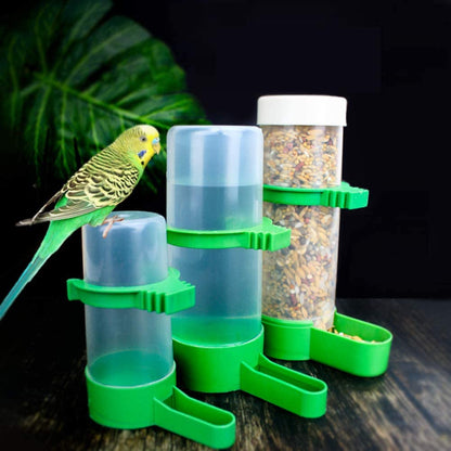 Bird Water & Food Dispenser Set, Automatic Feeder - 2X 90Ml Water, 1X 150Ml Food Feeder, BPA Free, for Parrots, Lovebirds, Cockatiel