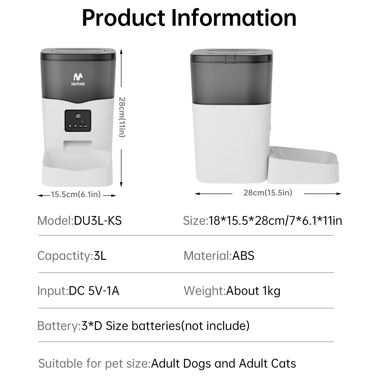 101Oz Smart Automatic Cat Feeder 3L WIFI and HD Camera Dog Pet Food Dispenser 10S Voice Recorder
