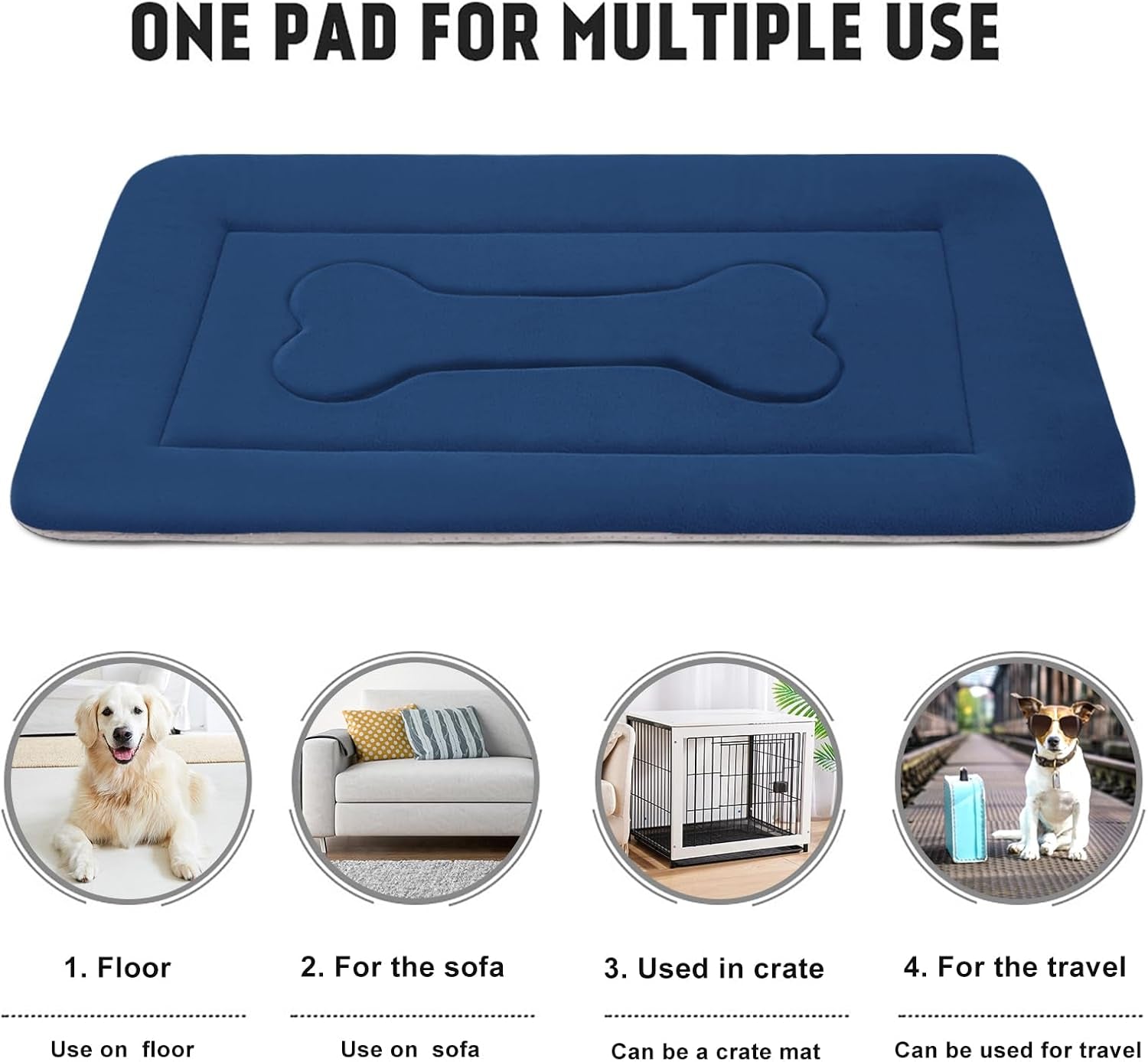 Dog Bed Large Crate Mat 42 in Non-Slip Washable Soft Mattress Kennel Pads