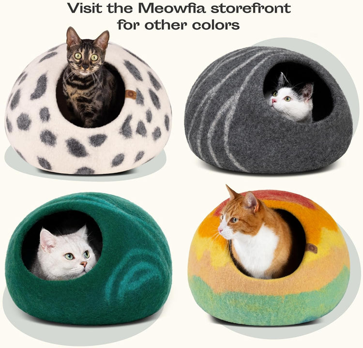 Cat Cave – Premium Felt Cat Bed for Indoor Cats, Handmade 100% Merino Wool, Cat (Medium, Dark Grey)