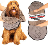 the Dirty Dog Shammy - Antimicrobial Microfiber, Fast-Drying Plush Dog Towel with Dual Hand Pockets & Elastic - Super Absorbent, Odor-Resistant, Machine Washable - 31×13 In, Grey