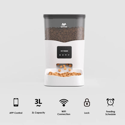 Smart Wifi Automatic Cat Feeder 3L Dog Pet Food Dispenser Scheduled Feeding with App Remote Control