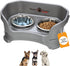 Neater Feeder Deluxe Mess Proof Dog Bowls Elevated for Small Dogs under 19 Lbs, Made in USA, No Spill Raised Dog Food Bowl Stand Feeding Station, Food and Water Bowl Set, Grey