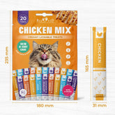 Creamy Lickable Cat Treats Wet Squeeze Tubes 20 Sticks Chicken Mix Liquid Cat Snacks Skin & Coat Care Multivitamin Treats for Cats & Small Dogs Lick Up