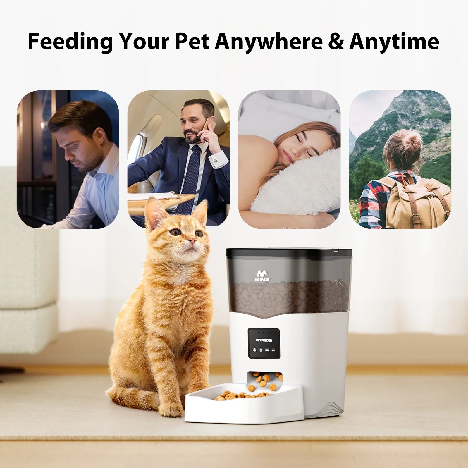 Smart Wifi Automatic Cat Feeder 3L Dog Pet Food Dispenser Scheduled Feeding with App Remote Control